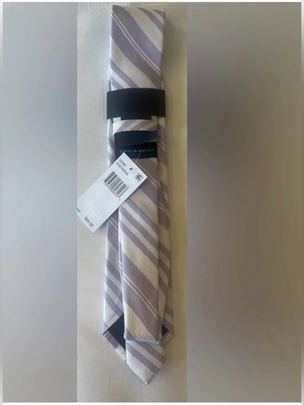 Tommy Hilfiger Men's Sullivan Multi-Stripe Tie Light Purple lilac White